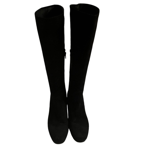 Saint Laurent Paris Black Suede Tall Block Heel Boots 40(9.5) - Picture 1 of 13